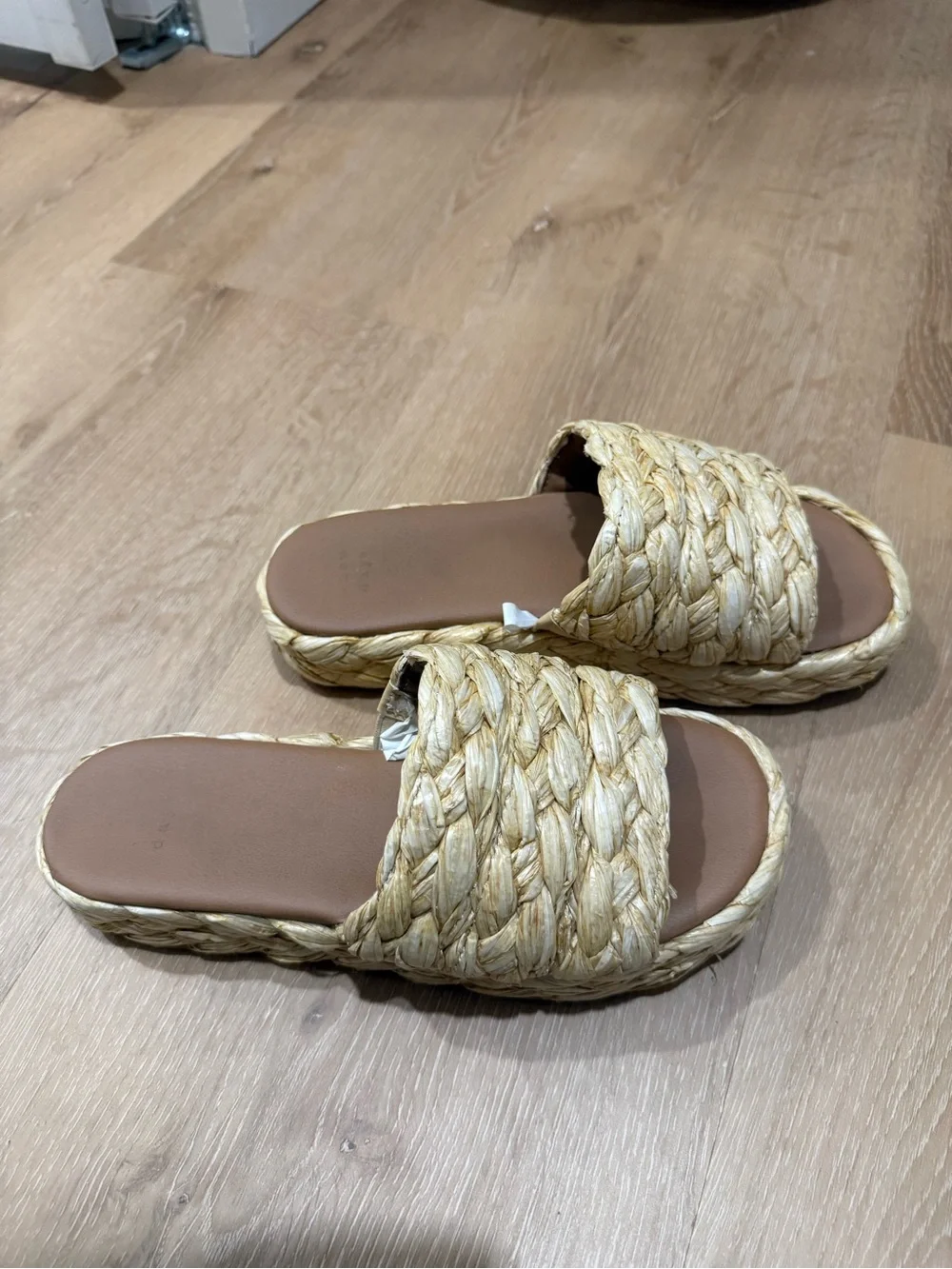Target Braided Platform Slide Sandals in Light Tan